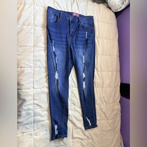 Wax Jean Women's Ripped Dark Butt Lifting Skinny Jeans